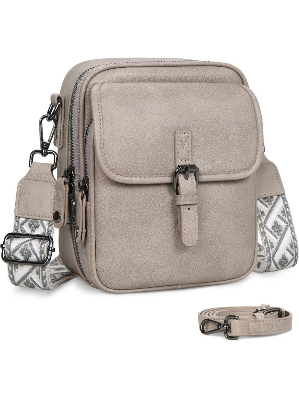 Women Cloud Grey Leather Anti Theft Handbags Removable Straps Crossbody Bag